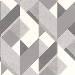 Rasch Papier peint 278835 - Papier peint avec motif graphique en blanc, gris clair et gris foncé - 10,05 m x 0,53 m (L x l)