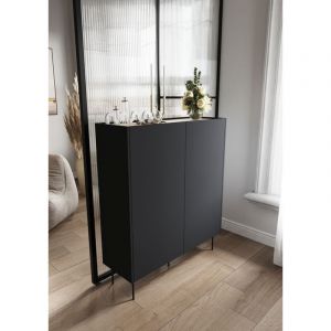 Image de Bobochic Buffet - Buffet haut 2 portes 120 cm ATLAS Noir