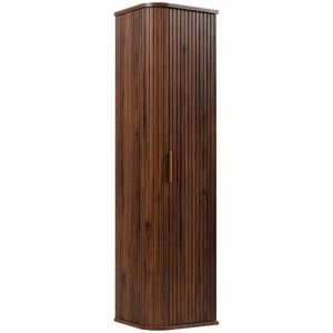 Meuble colonne suspendu de salle de bain GLAMOUR coloris noyer fonc&eacute; 35 x 139 cm