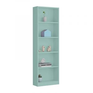 Habitdesign Etagère pour jeunes 6 étagères, Bibliothèque verticale, Modèle I-Joy, Fini en Vert Acqua, Mesures : 180 cm (H) x 52 cm (L) x 25 cm (P)