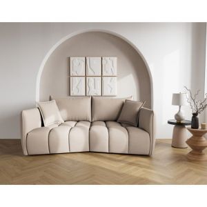 Cassiopee - canapé droit 3 places assise profonde en tissu texturé - Beige