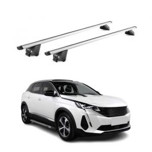Omac Barres de toit transversales pour Peugeot 3008 2016-2025 Alu Gris Argent&eacute; 2x ABE