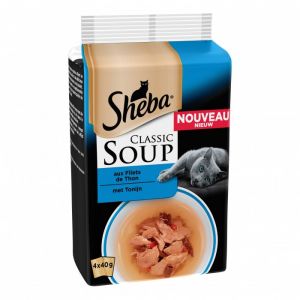 Sheba Sachet fraîcheur soupe aux filets de thon (4 x 40 g) pour chats