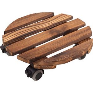 Metafranc 825210 Rouleau pour Plantes Ø 300 mm Charge maximale 60 kg Plateau en pin Aspect Vintage Roues TPE avec 4 arrêts