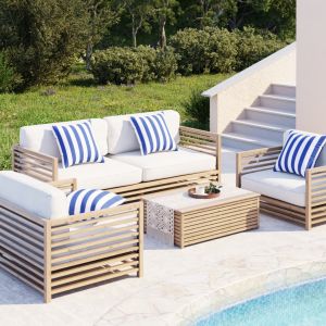 VidaXL Coussins d&eacute;coratifs 4 pcs Bleu et blanc 40x40 cm Tissu