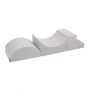KiddyMoon Aire De Jeux En Mousse Pour Enfants, Gris Clair - gris clair: rampe/semi-rouleau/merches