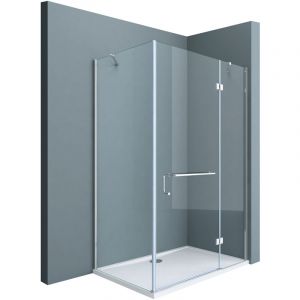 Sogood Cabine de douche transparent en angle 80x120cm paroi de douche rectangulaire Ravenna4K verre de sécurité 6mm Nano - Transparent