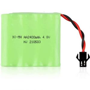 Batterie Ni-Mh 4.8V 2400mAh Rechargeable pour Télécommande Voiture, Rc Rock Crawler Recharge Rapide, Durée 18+ Min 55x48x15mm, 84g, Vert