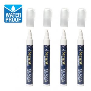 Securit Feutre-craie WATERPROOF MEDIUM, 'tui de 4, blanc