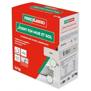 PAREXLANKO - Joint Fin Mur et Sol - Gris - Joint en Poudre Hydrofugé pour Carrelage (1 à 6 mm) - Intérieur - Adapté aux Pièces Humides - 2,5 kg
