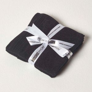 Carré Éponge 30 X 30 Cm En Coton Égyptien Premium 700 G/M², Lot De 2, Noir