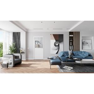 Optimum Bloque porte atelier 2040x830 alu blanc verre transparent droit