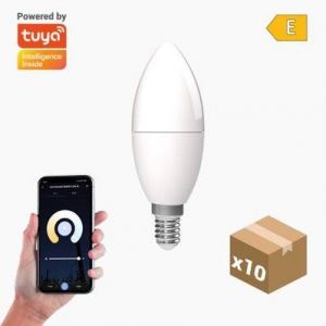 Image de Pack 10X Ampoule Bougie LED Intelligente Smart C37 E14 CCT+DIM 5W 470lm WIFI Compatible avec Alexa et Google Home