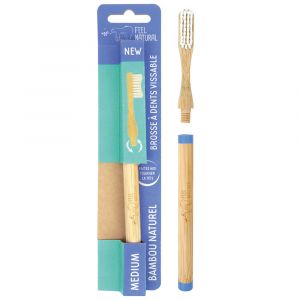 Feel Natural Brosse à dents tête interchangeable et vissable en bambou -Medium