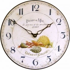 Image de Roger Lascelles Horloge murale en bois sans vitre Fruits De Mer