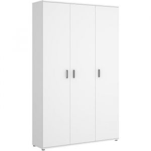 Image de Pegane Armoire de rangement 3 portes coloris blanc - Longueur 116 x Profondeur 35 x Hauteur 190 cm