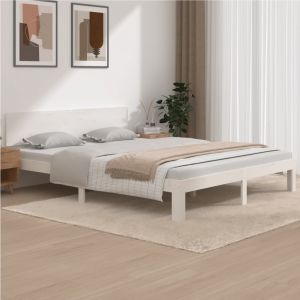 Image de VidaXL Cadre de lit Blanc Bois de pin massif 160x200 cm 810506