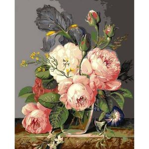 Figured'Art Peinture par Num&eacute;ro Adulte Bouquet Fleurs Sauvages - Activit&eacute; Manuelle Kit de Loisir Cr&eacute;atif DIY Num&eacute;ro d'Art Complet - 40x50cm sans ch&acirc;ssis en bois