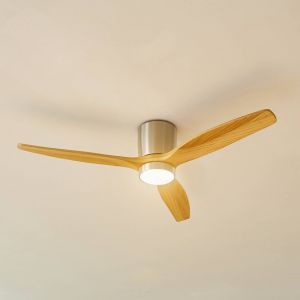 Lucande - led Ventilateur de plafond avec lampe 'Faipari' en bois pour salon & salle à manger