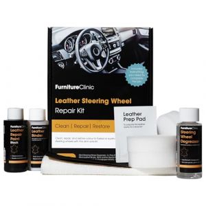 Kit de Réparation Volant de Voiture Furniture Clinic (Noir) – Retire Toute Accumulation de Graisse, Répare Tout Dommage & Restaure la Couleur
