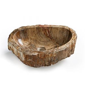 Pegane Vasque à poser / lavabo en pierre naturelle coloris brun - Longueur 45 x Hauteur 15 x Profondeur 40 cm -