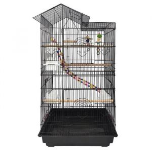 Cage &Agrave; Oiseaux Avec Jouet Pour Cage - 46 X 35,5 X 99 Cmgrand Nichoir En M&eacute;tal - Pour Pinsons, Canaris, Perruches Noires