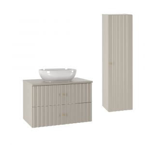 Ensemble meuble simple vasque 80cm et colonne Izae Cachemire