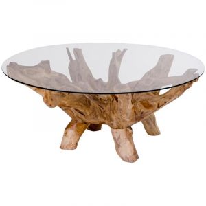 Table basse en verre avec pieds en bois House Nordic Amazonas