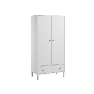 VOX Armoire 2 portes 1 tiroir Tela - Blanc