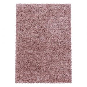 Teppium Uni Tapis de Salon Shaggy Uni Tapis Rose pastel 200x290 cm Chambre Tapis Poil Long Moelleux et Doux