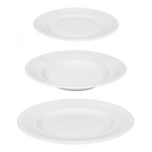 Secret de Gourmet - Service de Table en Porcelaine 18 Pièces "Perle" 27cm Blanc