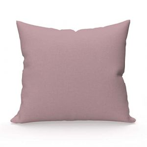 Soleil d'Ocre Taie d'oreiller en coton 57 fils 63x63 cm UNI vieux rose, par