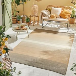 Nazar Tapis extérieur réversible motif ligne - Beige - 180x280 cm