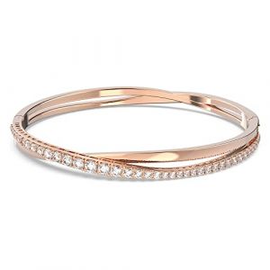 Swarovski Bracelet-jonc Twist femme, métal poli, pierres blanches éclatantes et placage de ton or rosé