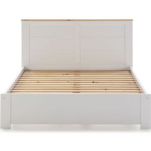 Image de Lit adulte 140x190 cm avec tête de lit en bois blanc - Nevea