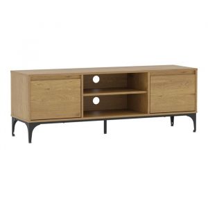 [en.casa] - Meuble tv Kistiandi 140 x 40 x 50 cm effet ch&ecirc;ne fonc&eacute;