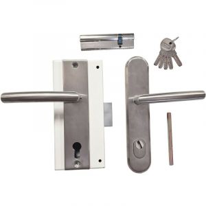 Klose Besser Ensemble Complet 2 / pr Porte en REMPLACEMENT FICHET :Serrure MOTTURA + Cylindre 30 x 85 / 5 Cl&eacute;s+ Poign&eacute;es sans soucis BLINDEES Gauche