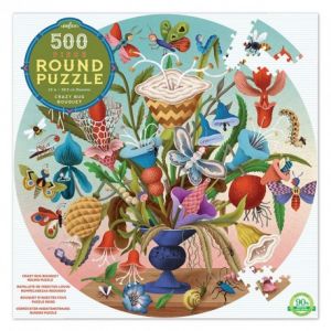 Eeboo Puzzle rond 500 pièces : Bouquet d'insectes fous - Mixte