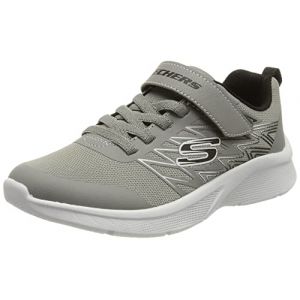 Skechers Microspec Texlor, Basket Garçon, Noir/Gris, 32 EU