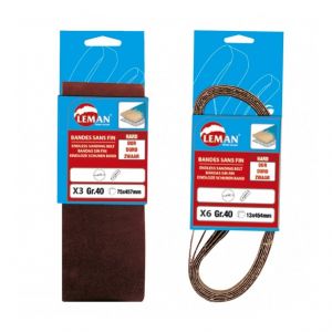 Leman 13454.01 Lot de 6 Bandes abrasives sans fin en Corindon 13 x 454 mm Grain 40