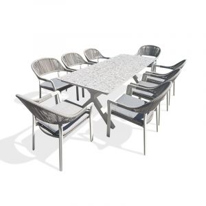 Remarquable Ensemble repas de jardin 8 places - Blanc