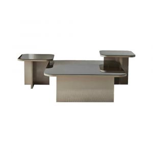 Table basse taupe et fumé 80x80x40 cm