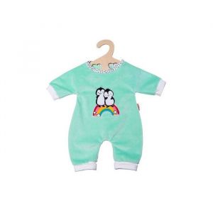 Grenouillere pyjama vert motif pingouin pour grand poupon taille 35-45 cm - accessoire mode poupee - vetement habit