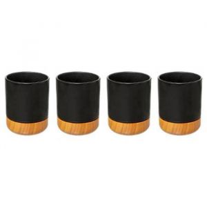 Lot de 4 T es à Café "Modern Wood" 12cl Noir