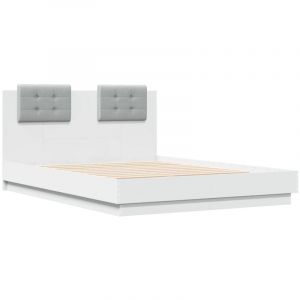 VidaXL Cadre De Lit Avec Tête De Lit Blanc 140x190cm Bois D'ingénierie