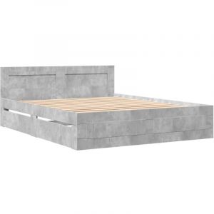 VidaXL Cadre de lit avec tête de lit gris béton 160x200 cm, meubles de chambre à coucher, lit double, sommier, lit, cadre de lit double
