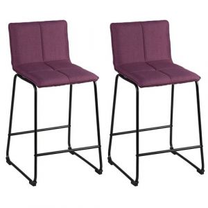 TEODORE - Lot de 2 Tabourets de Bar Tissu Violet - Altobuy