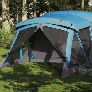 VidaXL Tente de camping avec porche 4 personnes bleu imperméable