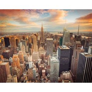 Figured'Art Peinture par Numéro Adulte Coucher de soleil sur New York - Activité Manuelle Kit de Loisir Créatif DIY Numéro d'Art Complet - 40x50cm sans châssis en bois