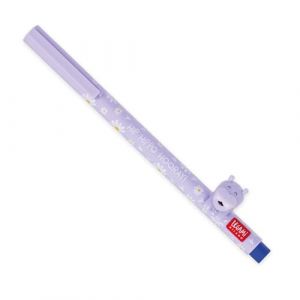 Legami Stylo gel avec animal décoratif - Lovely Friends, Thème Hippo, évite le roulement, encre bleue, animal amovible et recombinable, pointe 0,5 mm